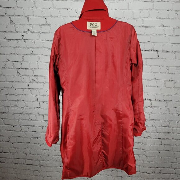 London Fog Red Double Breasted Buttoned Belted Lightweight Rain Coat Small S - Picture 6 of 16